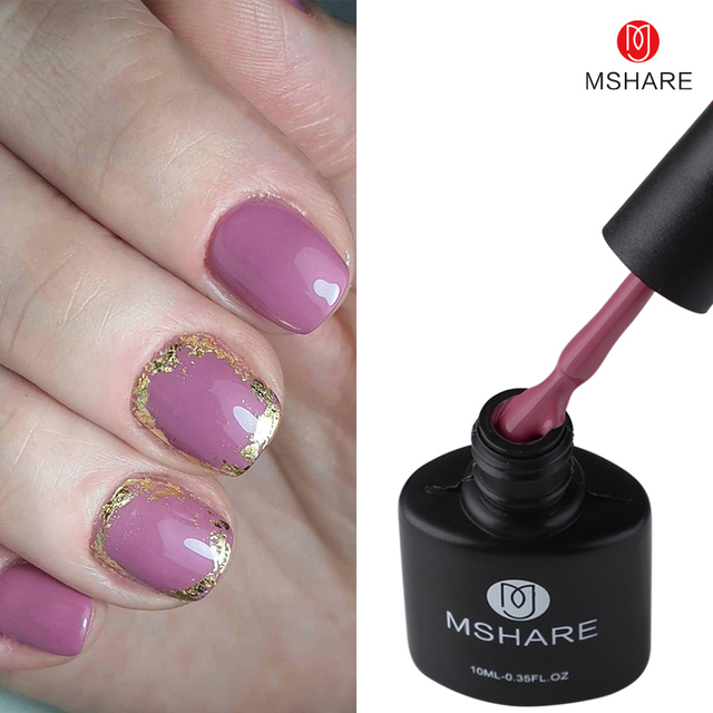 MSHARE Milky Rose Nail Gel Polish Soak Off 10ml Cured With Nail Dryer