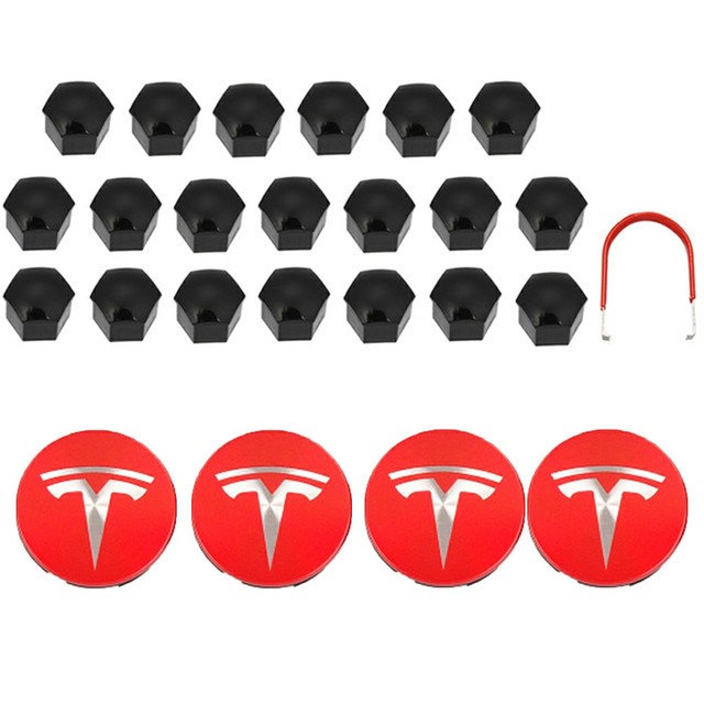 Tesla Model 3S X Wheel Center Caps Hub Caps Screw Cap Kit Decorative Tire Cap Modification Accessories Tesla Car Emblem Badge