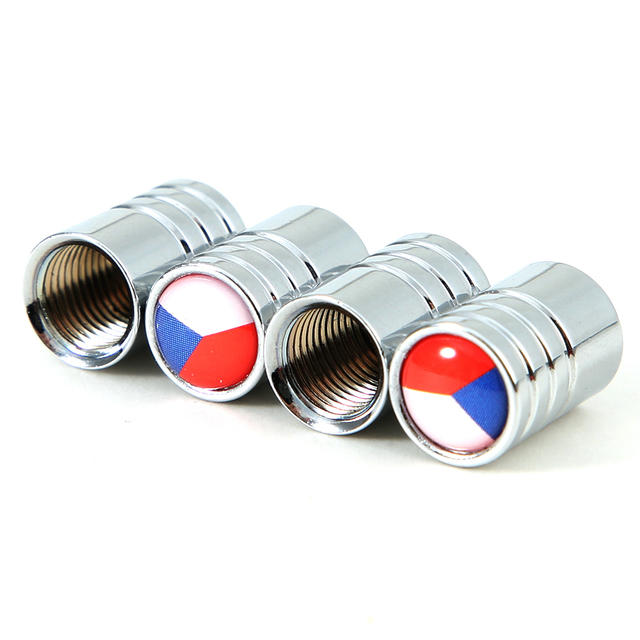 DSYCAR 4Pcs/Set Car Styling Alloy Material National Flag Pattern Style Car Tire Valve Caps Wheel Tires Tire Stem Air Cap