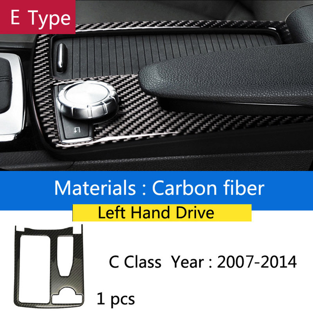 ألياف الكربون لمرسيدس بنز C الفئة W204 سيارة الداخلية gear shift تكييف الهواء CD لوحة القراءة غطاء خفيف تقليم ملصقات السيارات