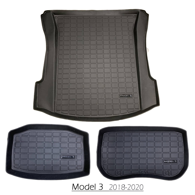 Full sets plain TPE rubber trunk frank mat for Model Y Tesla Model 3 2021-2022 2018-2020 cargo liners cargo tray car boot mats