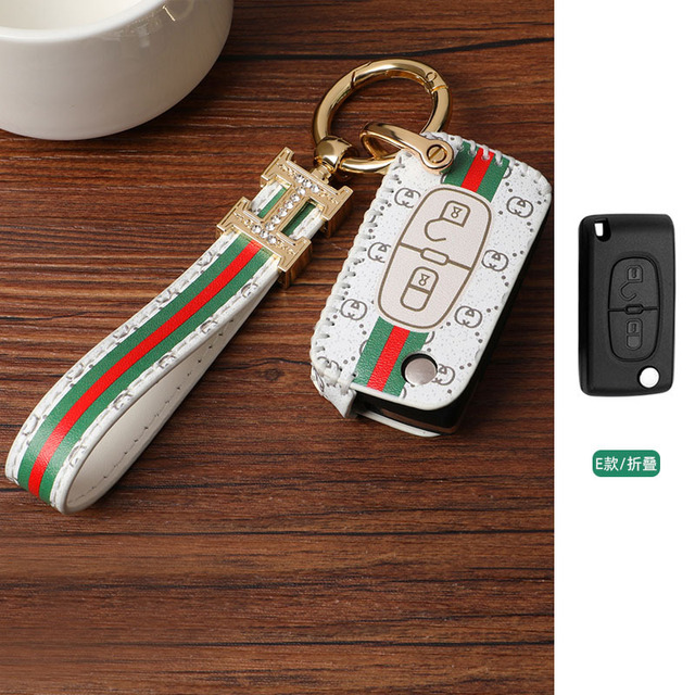 Luxury Car Key Case Leather Fob Protector Keychain for Citroen C-Quatre C3xr C5x C4lc C5 Aircross C6 Accessories Keyring