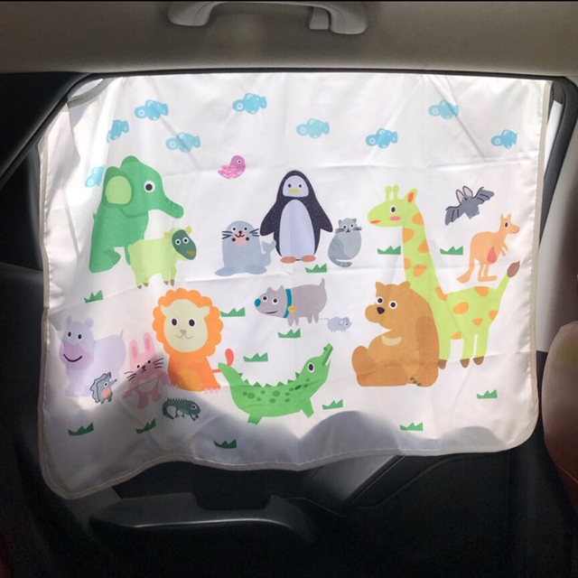 Cartoon Car Side Window Solarium Kids Early Learning Animal and Fruit Pattern Child Cognitive Windshield Sunshade Window Cover