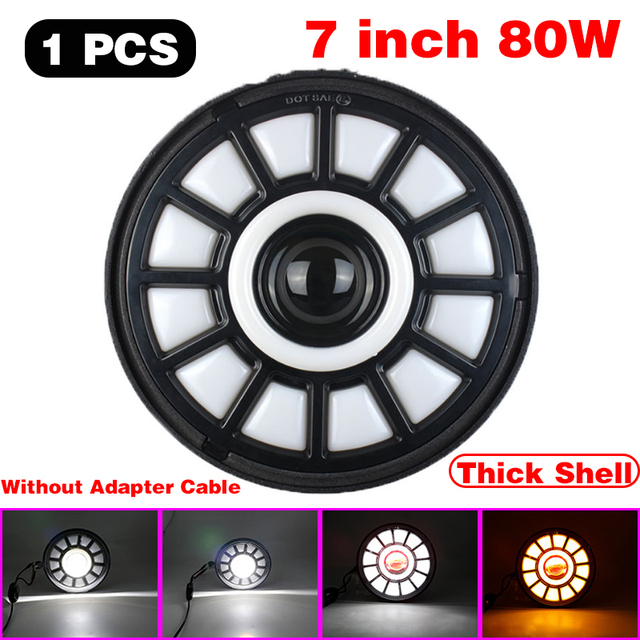 1pcs Running Light 45W/60W/75W/80W/90W Car Led 7 Inch Car Accessories Angel Eyes H4 Headlight For Lada Niva 4X4 Uaz Hunter Hummer