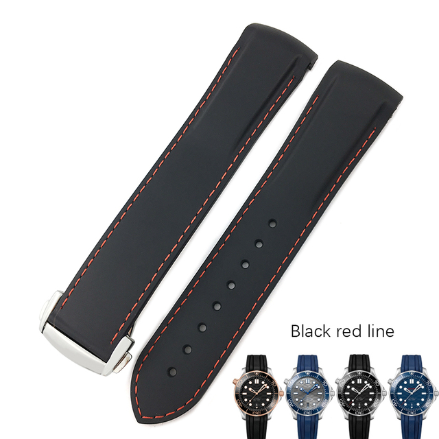 18mm 19mm 20mm 21mm 22mm rubber silicone watches bands for Omega 300 speedmaster strap brand watchband blue black orange