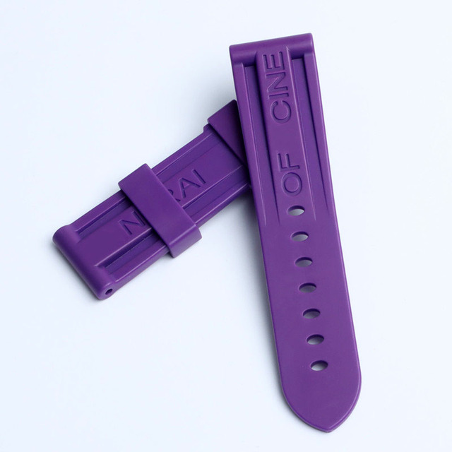 24mm Black Blue Red Orange Gray Purple Watch Band Silicone Rubber Watchband Fit For Panerai Strap Tools Pin Buckle Tools