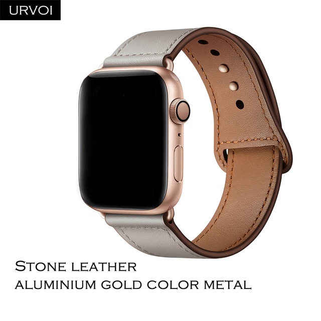 URVOI Band for Apple Watch Series 7 6 5 4 3 SE Sport Band Genuine Swift Leather Strap for iWatch Wrist Pin and Tuck Closure Handmade