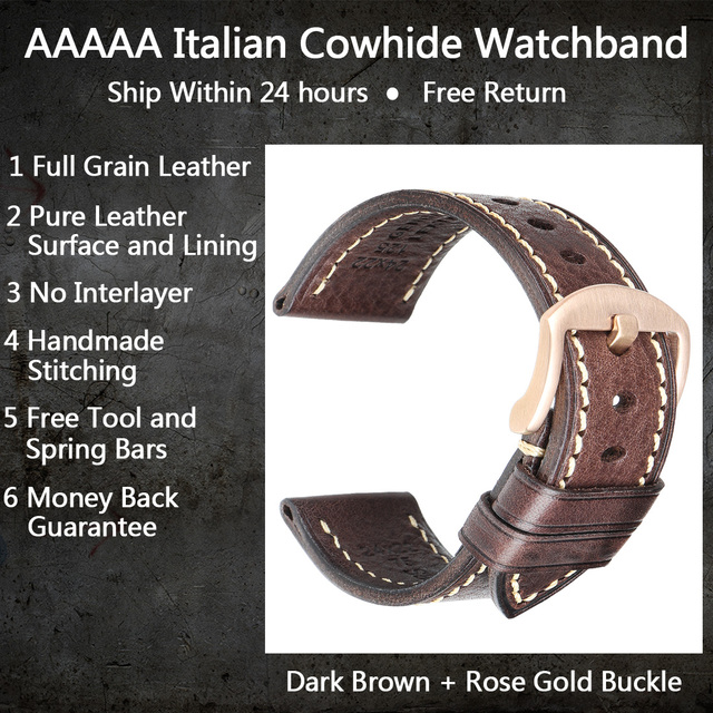 MAIKES Handmade Watch Band Genuine Cow Leather Watch Strap with Butterfly Buckle Bracelet for Montblanc Tudor Watchbands