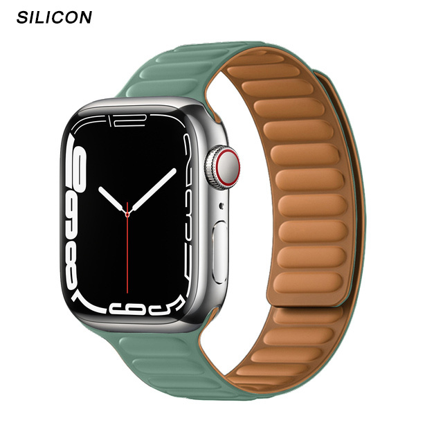 Silicone Suitable for Apple Watch Band Leather Link 44mm 45mm iWatch Series 7 6 SE 5 4 3 Watch Strap Bracelet 42mm 38mm Wristband