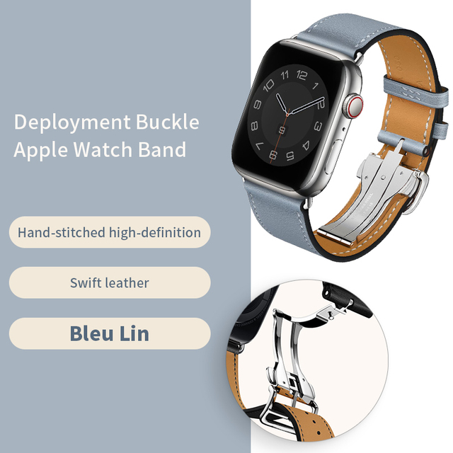 High Quality Genuine Leather Single Turn Buckle Strap for iwatch Apple Watch7 6 Se 5 4 3 2 1