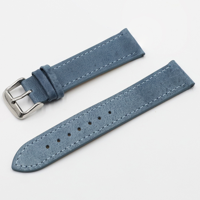 High Quality Retro Watch Strap Band 18mm 20mm 22mm 24mm Leather Watchbands Gray Black Brown Blue For Men Watch Accessories