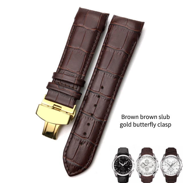 22mm 23mm 24mm Curved End Genuine Leather Watchband Fit For Tissot T035617 Cowhide Watch Strap Butterfly Clasp Bracelets Men