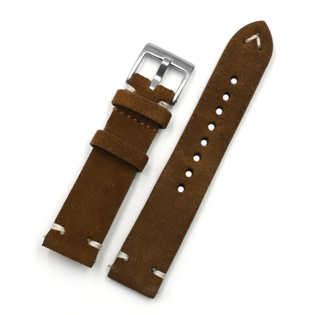 Suede Suede Watch Strap 18mm 20mm 22mm 24mm Handmade Leather Watchband Replacement Tan Gray Beige Color for Men Women Watches