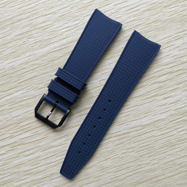 22mm Black Blue Rubber Silicone Watchband Watch Strap For IWC Pilot Portuguese IW323101 Bracelet Strap With Pin Buckle Tool Free