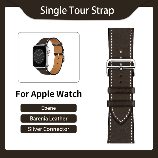 Kebitt High Quality Genuine Leather Single Round iWatch Smart Watch Strap for Apple Watch 7 6 Se 5 4 3 Strap 40mm 44mm 41mm 45mm