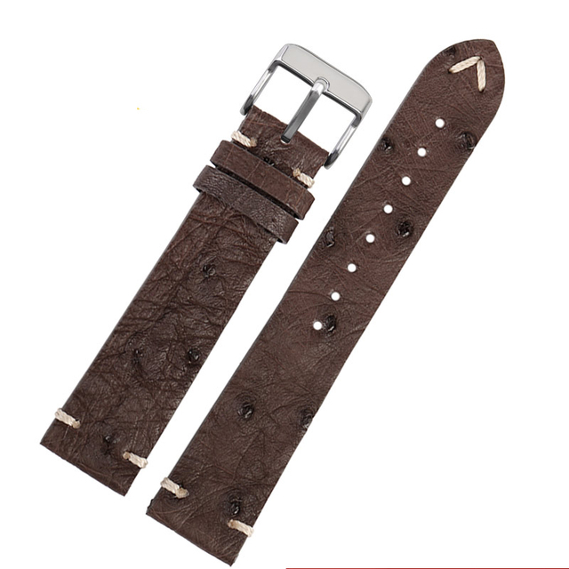 High Quality Ultra-thin Soft Handmade Ostrich Leather Green General Watch Rod Bar 18 20mm 22mm Orange Brown Black Watch Straps Men