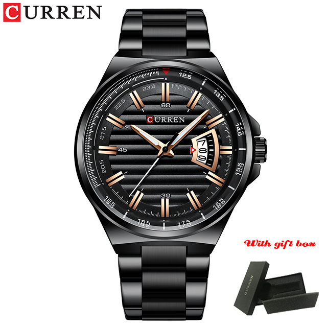 CURREN Fashion Auto Date Stainless Steel Watch For Men Luxury Business Quartz Watch Men Sport Waterproof Male Clock