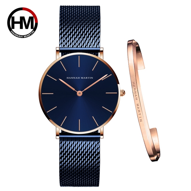 Women Watch 1 Set Bracelet Japan Quartz Simple Movement Waterproof Rose Gold Stainless Steel Mesh Ladies Watch relogio feminino