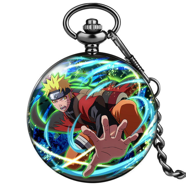 New custom unisex personality quartz pocket watch with thick chain classic Japan animation personality style nostalgic watches