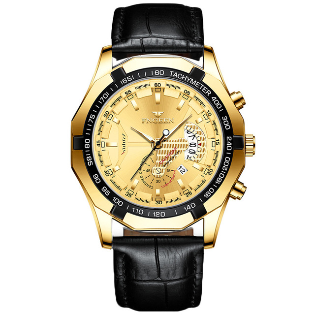 2022 Men's Watch Waterproof Quartz Wrist Watch Big Dial Business Gold Watch Oversized Calendar Creative Golden Men Watches reloj