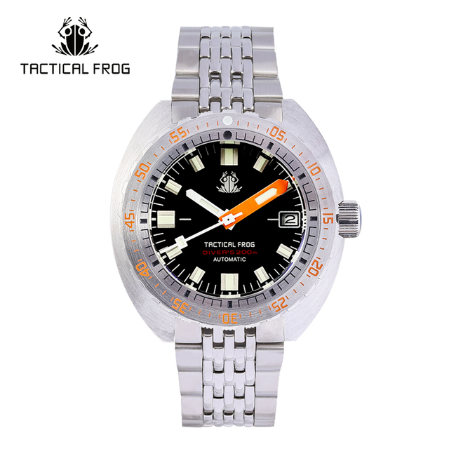 Tactical Frog Sub 300T V3 Retro Diver Watch Men NH35A Automatic Sapphire 200M Waterproof Luminous Stainless Steel Mechanical Bracelet