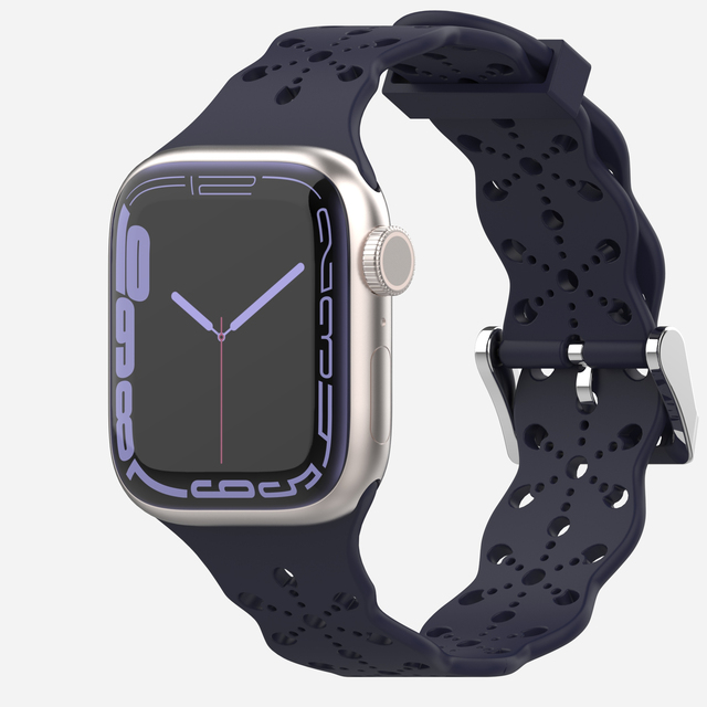 الدانتيل سيليكون حزام ل أبل ووتش Bnad 7 45 مللي متر 41 مللي متر تنفس سوار معصم من السيليكون ل iWatch 6 5 4 3 SE 44 مللي متر 42 مللي متر 40 مللي متر