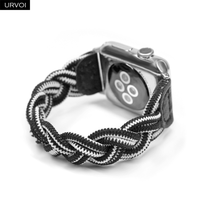 URVOI Braided Band for Apple Watch Series 7 6 SE 5 4 3 2 Woven Nylon Strap for iWatch Solo Stretchable Loop Replacement 41 45mm