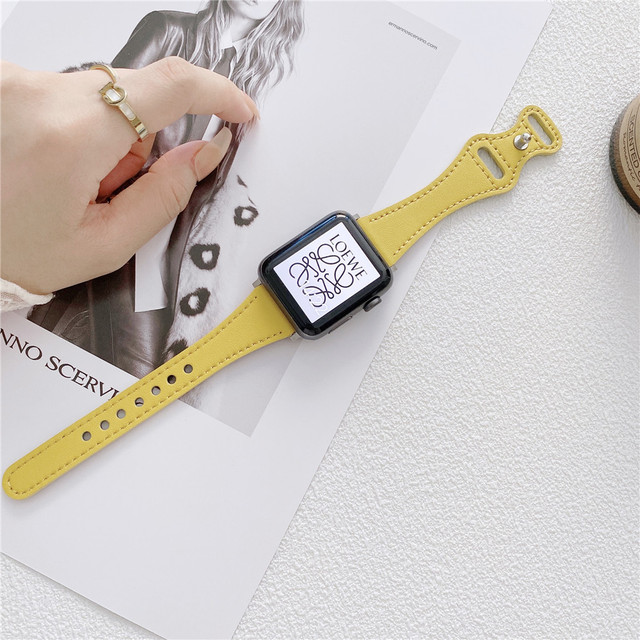 Fashion Leather Band for Apple Watch 40 44mm Slim Waist Watch Band 38 42mm for iWatch Series 6 5 4 3 2 1 SE Accessories Strap