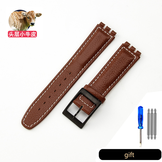 Genuine Leather Watch Strap For Swatch YCS YAS YGS Pin Buckle 17mm 19mm Female Watch Band Blue Red Black Accessories Watchband