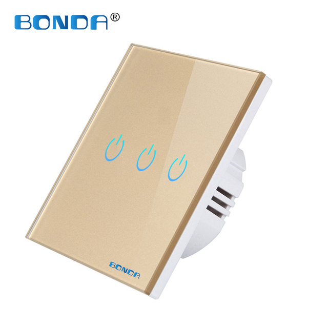 Sensor Switch EU Standard Light Gray Crystal Glass Lamp Power Panel 1/2/3 Gang 1 Way AC 220V Luxury Wall Touch Switch On Off