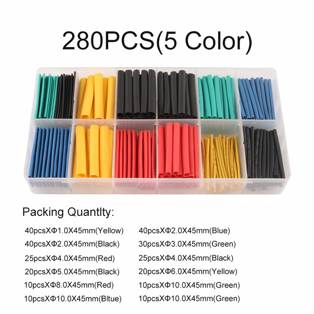 Assorted Polyolefin Boxed Heat Shrink Tubing Tool Kit Heat Shrink Wire Heat Shrink Wrap Kit