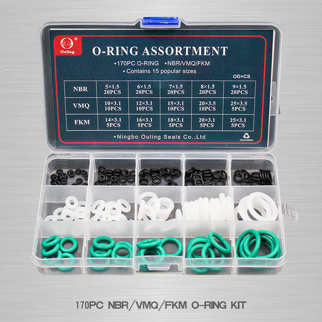 O Rings Rubber Silicone O Ring Seal NBR VMQ FKM Seal O-Rings Nitrile Washer Rubber Oring Set Assortment Kit Box Ring