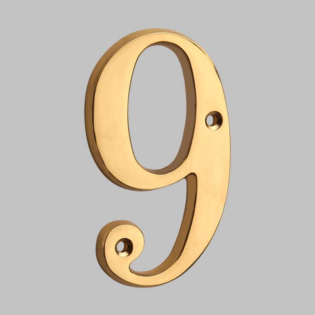 Solid Brass 4" 100mm Letters Modern House Number Apartment Door Numbers Home Number Mailbox Address Plates Sign Outdoor #0-9