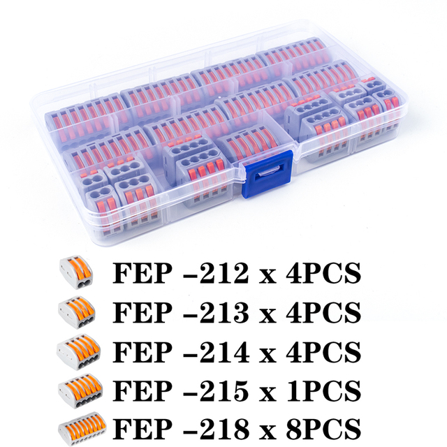 19/20/29/46pcs Boxed Universal Fast Wire Connector Compact Wire Terminal 0.08-2.5mm2 212/213/214/215/218 Mixed