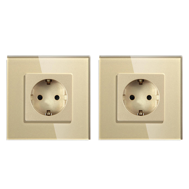 Bingobic Electrical Plugs EU Standard 16A Wall Socket Crystal Glass Panel Plug Electrical Outlet For Home Improvement