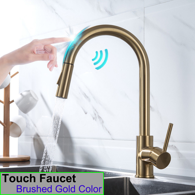 Smart Touch Filter Kitchen Mixer Tap Quality Brass Hot Cold Gold Kitchen Mixer Faucets Sensor Touch Pull Out Faucet Kitchen Tap