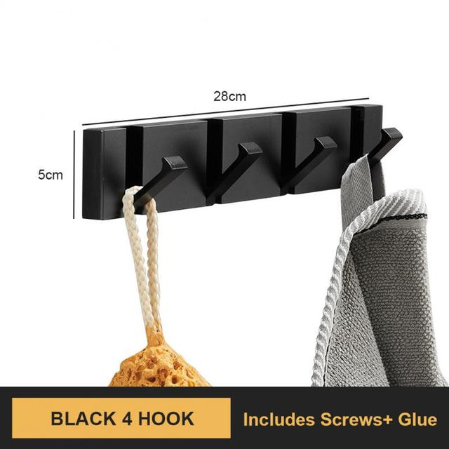 Foldable Towel Hanger Black Gold Clothes Rack Hanger Clothes Hook 2 Ways Installation Wall Hooks Wall Mounted Aluminum Kitchen Hook