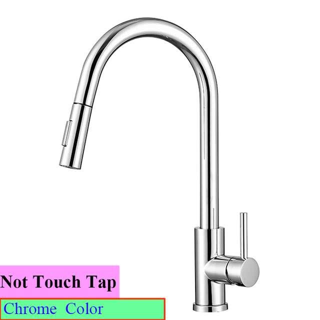 Brushed Nickel Touch Kitchen Faucets With Pull Down Sprayer Automatic Sensor Kitchen Mixer Tap Hot Cold Pull Out Touch Faucet