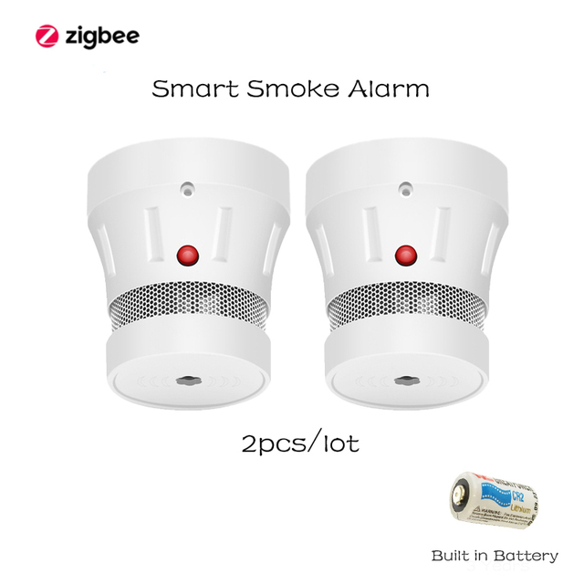 Zigbee smoke fire alarm protection detector tuya smart home security built in beep battery powered for easy replacement