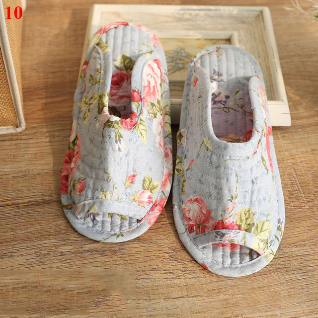 Small floral slippers pastoral fabric soft-soled household cotton slippers warm breathable non-slip light beautiful cotton slippers