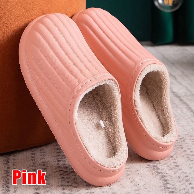 Hot Waterproof Non-slip Home Slippers Men Winter Warm Women Indoor Non-slip Ladies Soft Slippers Memory Foam Couples Shoes