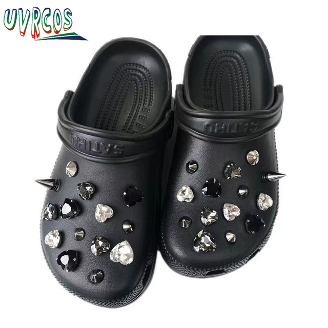 1 مجموعة اليدوية croبها بنفسك Crocs Charms بلينغ JIBZ إبزيم حجر الراين اكسسوارات سلسلة معدنية تسد حديقة حذاء الديكور الفتيات 지지