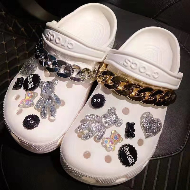 Cute Crocs Charms Luxury Designer Rhinestone Bling Pearl Chain for Croc Shoe Flower Accessories Gift for Clog Girl