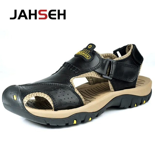 Size 38~48 New Sandals Genuine Leather Gladiator Sandals Brand Outdoor Beach Shoes For Men Summer Leather Casual Shoes Sneakers