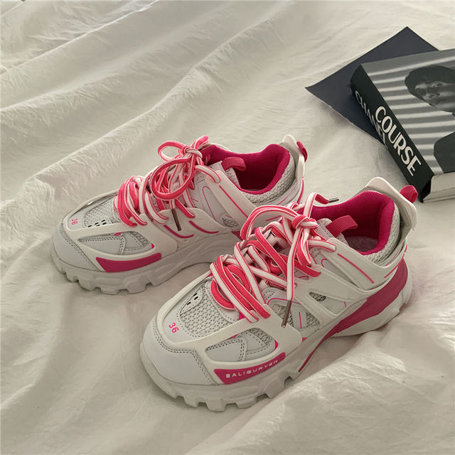 Brand Design Blue Color Women Sneakers 2021 New Fashion Woman Chunky Sneakers Lovely Pink Dad Shoes Trendy Girls Casual Shoes