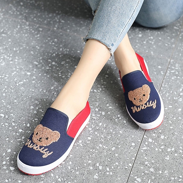 JERSEY-Women's Canvas Flats Canvas Shoes Comfortable Round Toe No Lace-up Plus Size 35-40 Casual Date F950 Spring Autumn