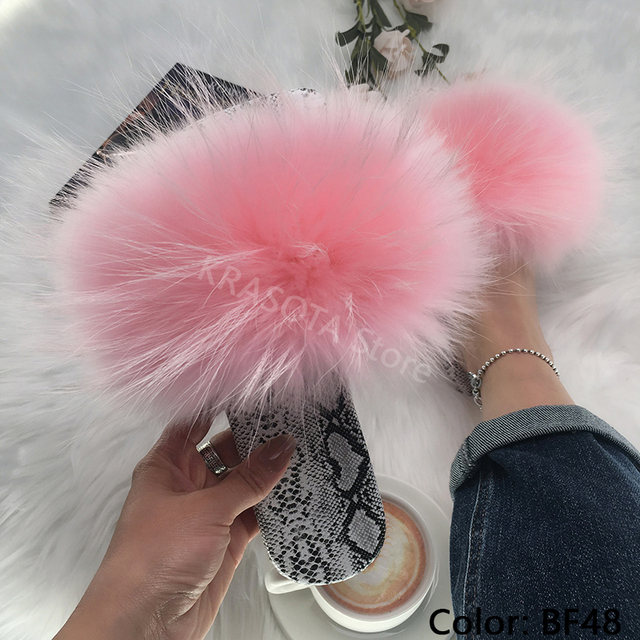 Square Toe Slippers Luxury Summer Fluffy Slippers Women Real Fur Slides Shoes Indoor Home Outdoor House 36 37 38 39 40 41 42 43