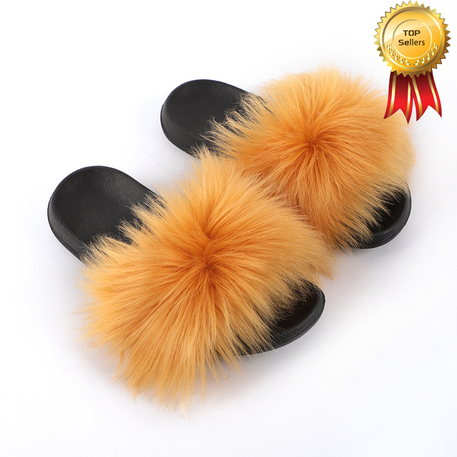 2022 New Summer Slippers Women Fuzzy Slides Fluffy Faux Fur Slippers Flat Furry Sandal Fashion Fur Flip Flop Amazing Woman Shoes