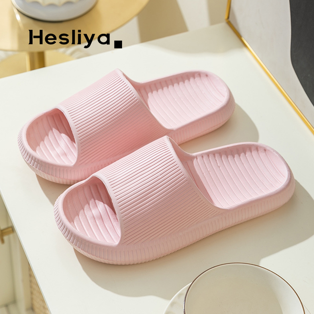 Thick Platform Slippers Cloud Slippers Non-slip EVA Soft Waterproof Cloud Sandals Silent Damping Bathroom Indoor Shoes For Women