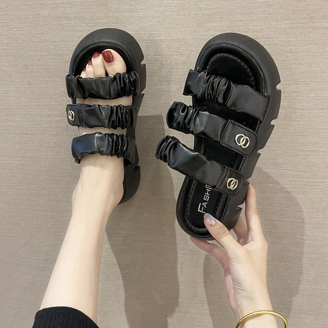 Women's sandals 2021 summer new fashion thick bottom breathable Eugene yarn mesh magic splice Roman sandals hook and loop